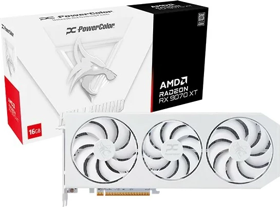 Kartelë grafike PowerColor Hellhound Radeon RX 9070 XT, 16 GB, GDDR6, e bardhë