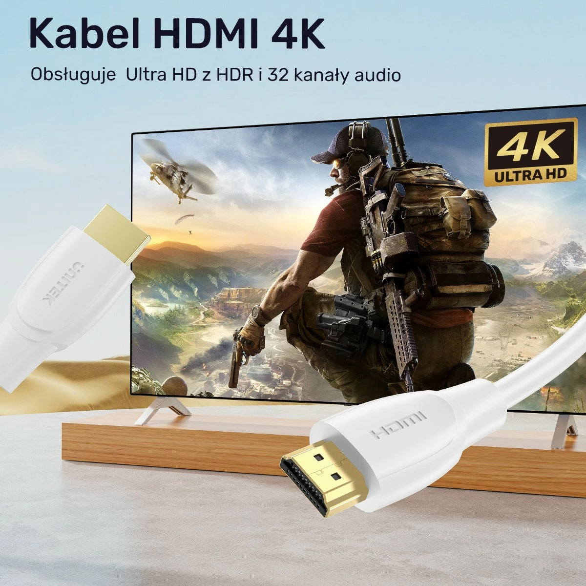 Kabllo HDMI Unitek C11090AWH03, 1m, 4K, e bardhë