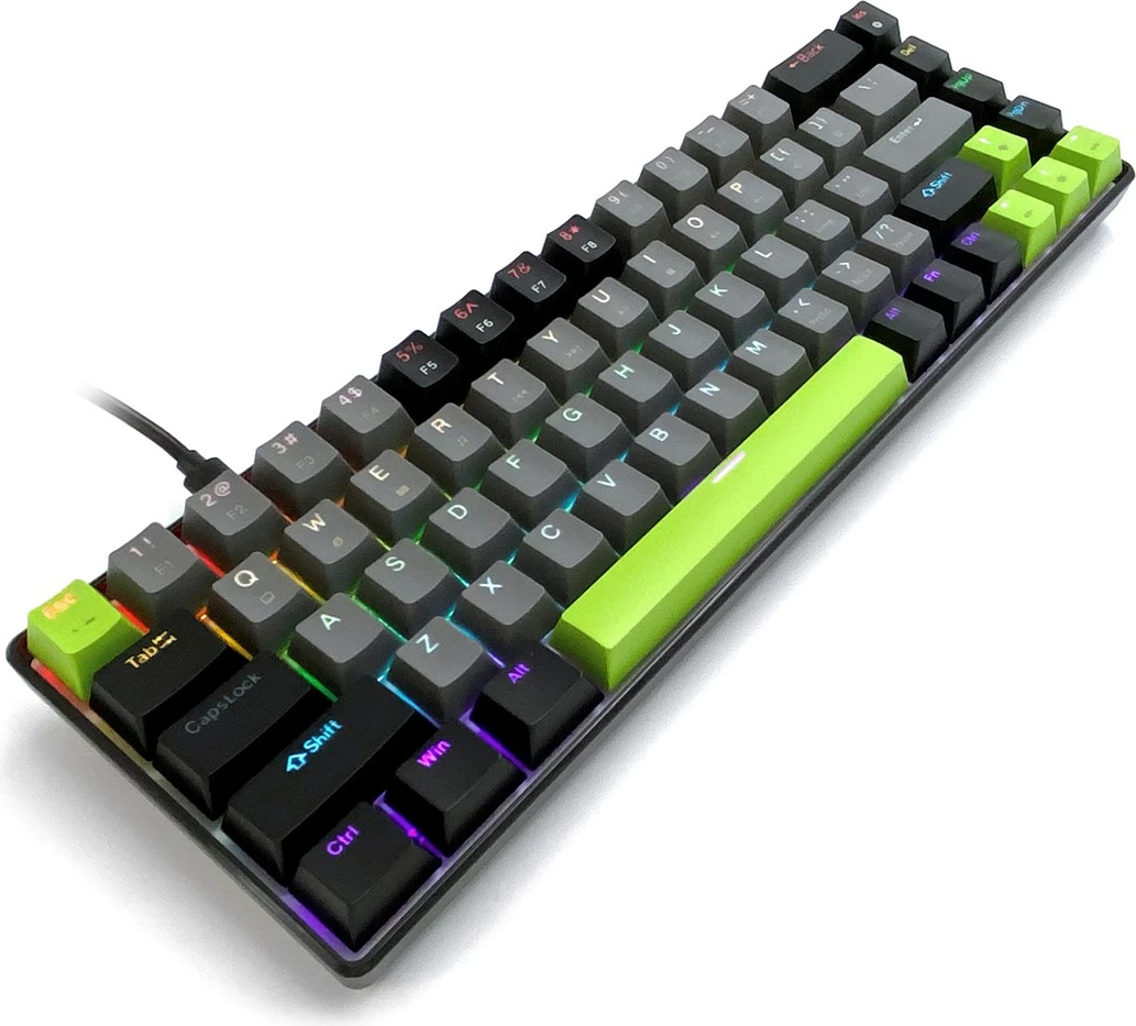 Tastierë mekanike Media tech RED CORE MX60 MT1260, 60%, me ndriçim shumëngjyrësh, e gjelbër