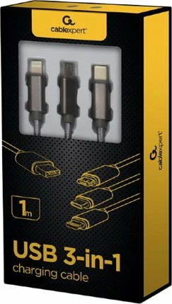 Kabllo USB 3-në-1 Gembird CC-USB2-AM31-1M-S, 1m, argjendtë