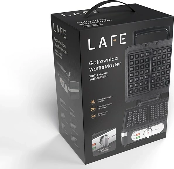Aparat për gofra Lafe WaffleMaster 1400W, plastikë, zi