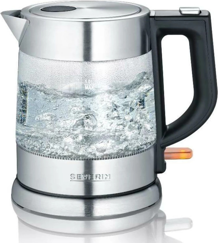 Çajnik elektrik, Severin, WK 3468, 1 L, xham & inoks, 360° pa kabllo, e zezë