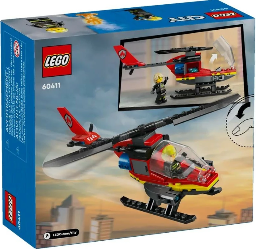 Set LEGO City Helikopter shpëtimi nga zjarri 60411, 85 pjesë, për fëmijë, plastikë