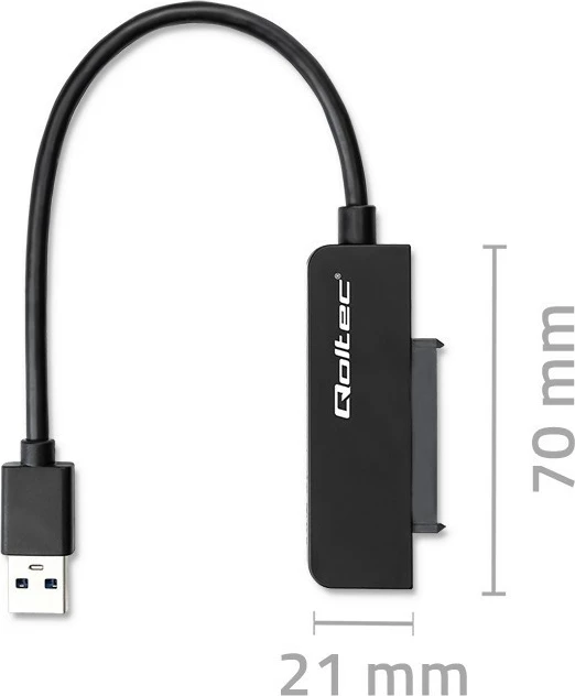 Adapter Qoltec 52268 për SSD/HDD 2.5", USB 3.0, 2TB, Zi