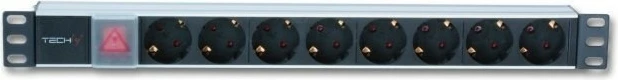 Prizë rack Techly 100488, 8x Schuko, 1U, 3m, e zezë