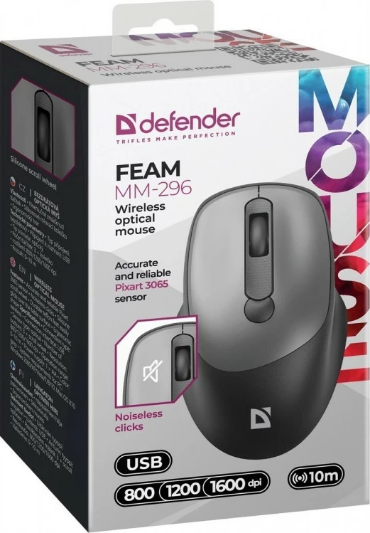 Maus Defender Feam MM-296 RF, wireless, 1600 DPI, Gri