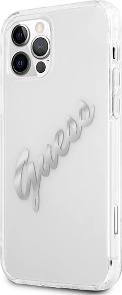 Mbështjellës Guess GUHCP12MKTRSVSI për iPhone 12/12 Pro 6.1", transparent, argjendtë