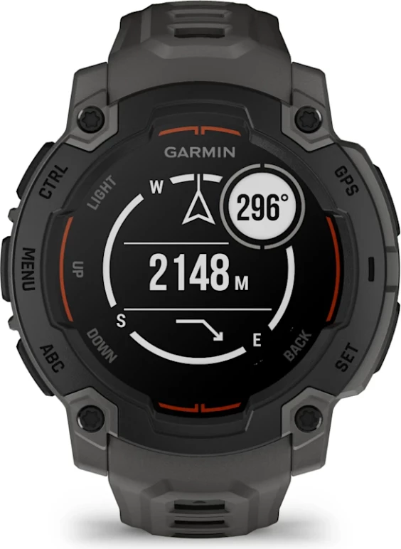 Smartwatch Garmin Instinct® E, Black with Charcoal Silicone Strap, 45 mm
