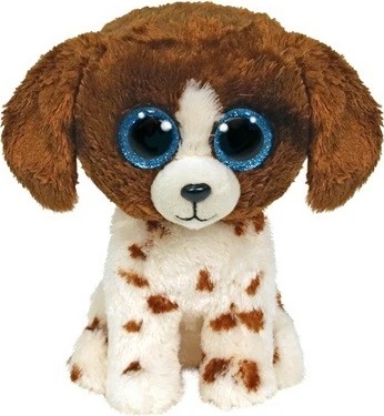 Lodër pelushi Ty Beanie Boos, Muddles, qen, 15 cm, kafe dhe bardhë