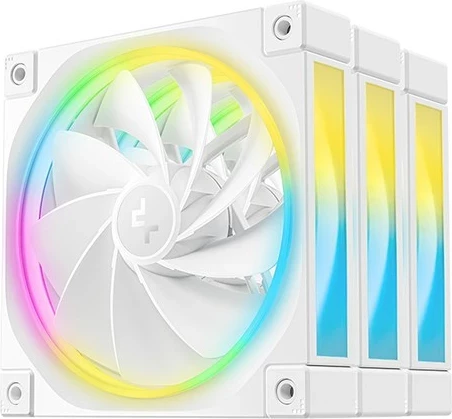 Set ventilatorë për kasë DEEPCOOL FL12R WH-3 IN 1, 12 cm, RGB, 3 copë, Bardhë