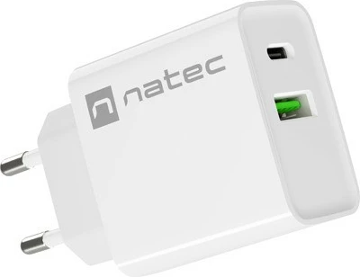 Karikues rrjeti Natec Ribera NUC-2061, 20W, 1x USB-A + 1x USB-C, Bardhë