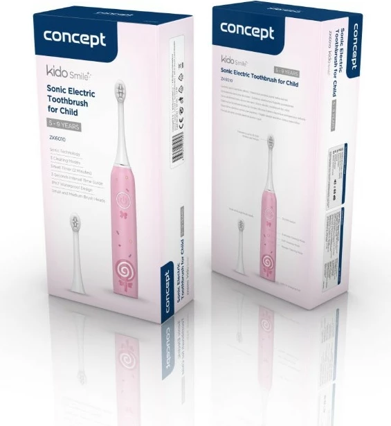 Furçë dhëmbësh elektrike Concept KIDO SMILE ZK6010 për fëmijë, 5-9 vjeç, Rozë, set me 4 koka