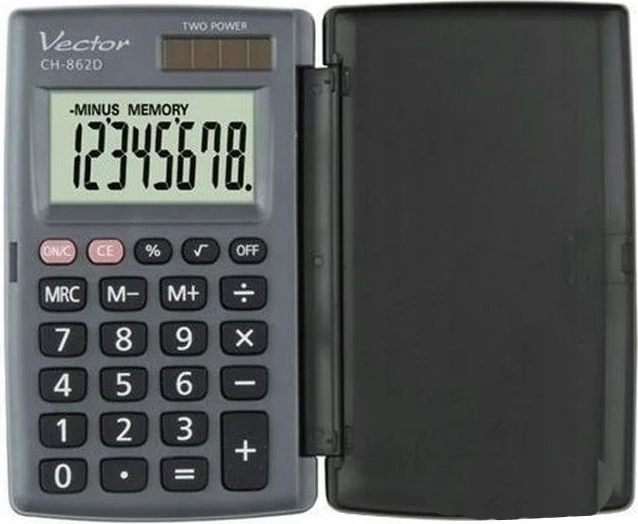 Kalkulator xhepi Vector KAV CH-862D me kapak, gri