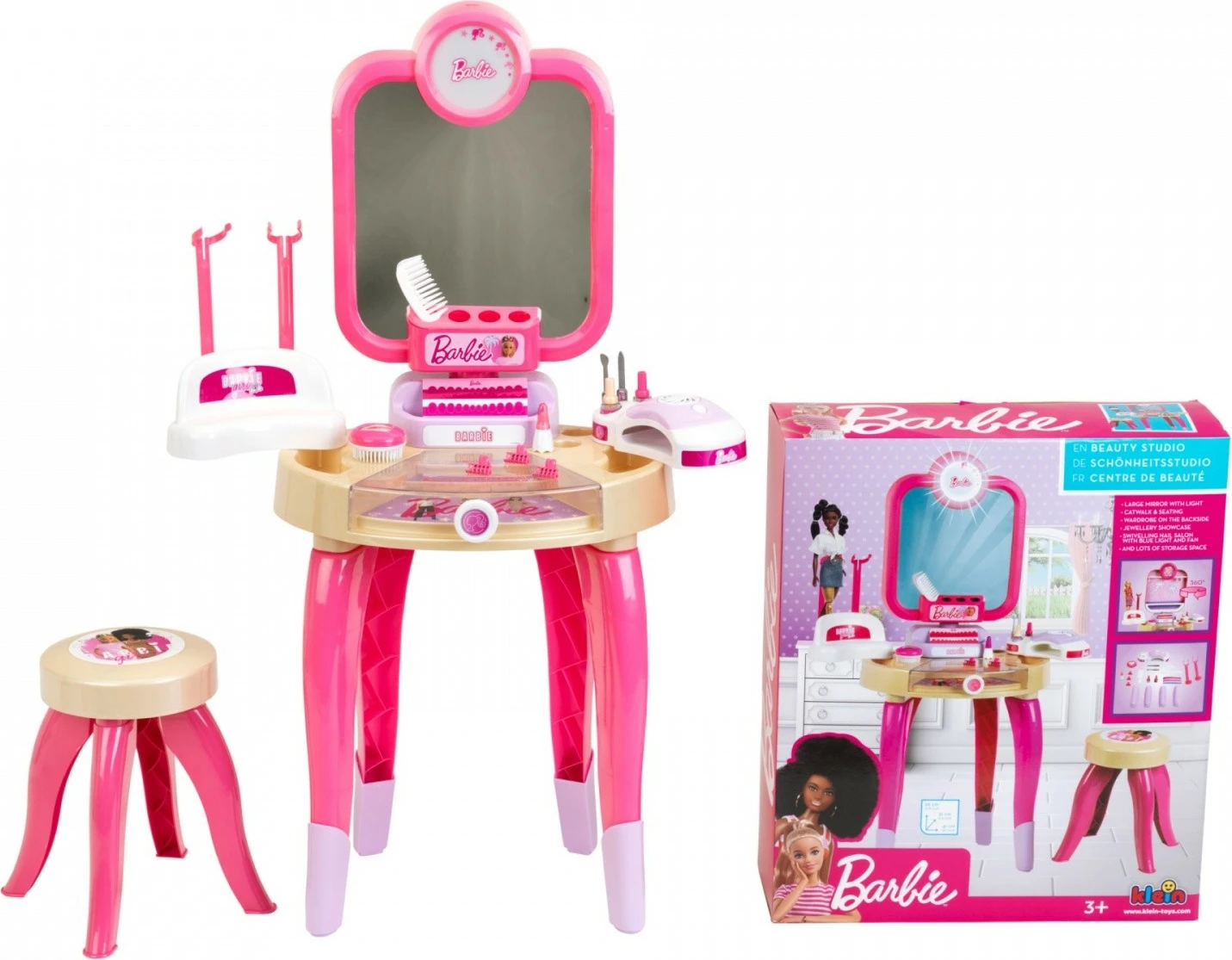 Set tavolinë grimi Barbie Klein 5721 me tharëse thonjsh, rozë