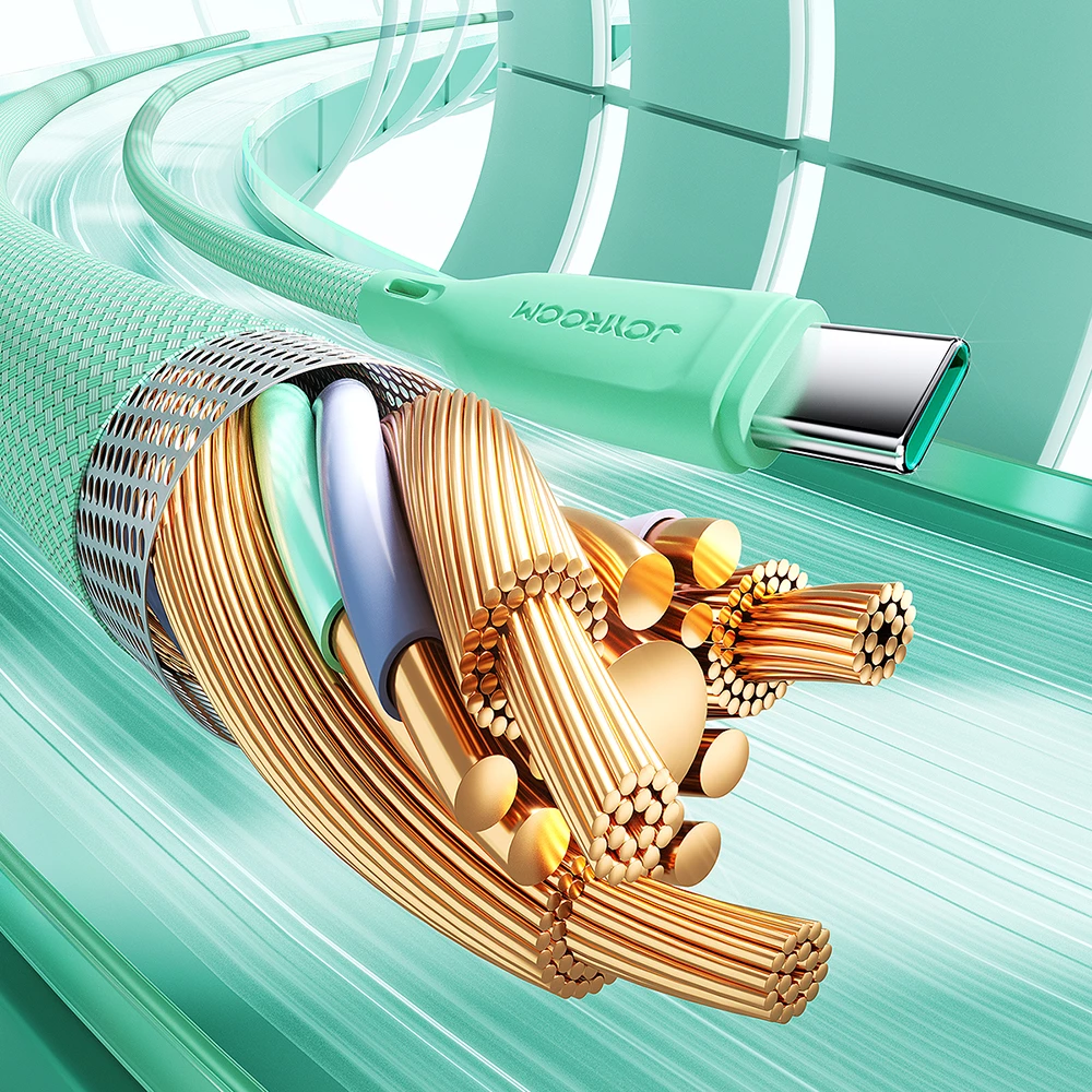 Kabllo USB-C në USB-C Joyroom Multi-Color Series S-A34, 1m, 60W, e gjelbër