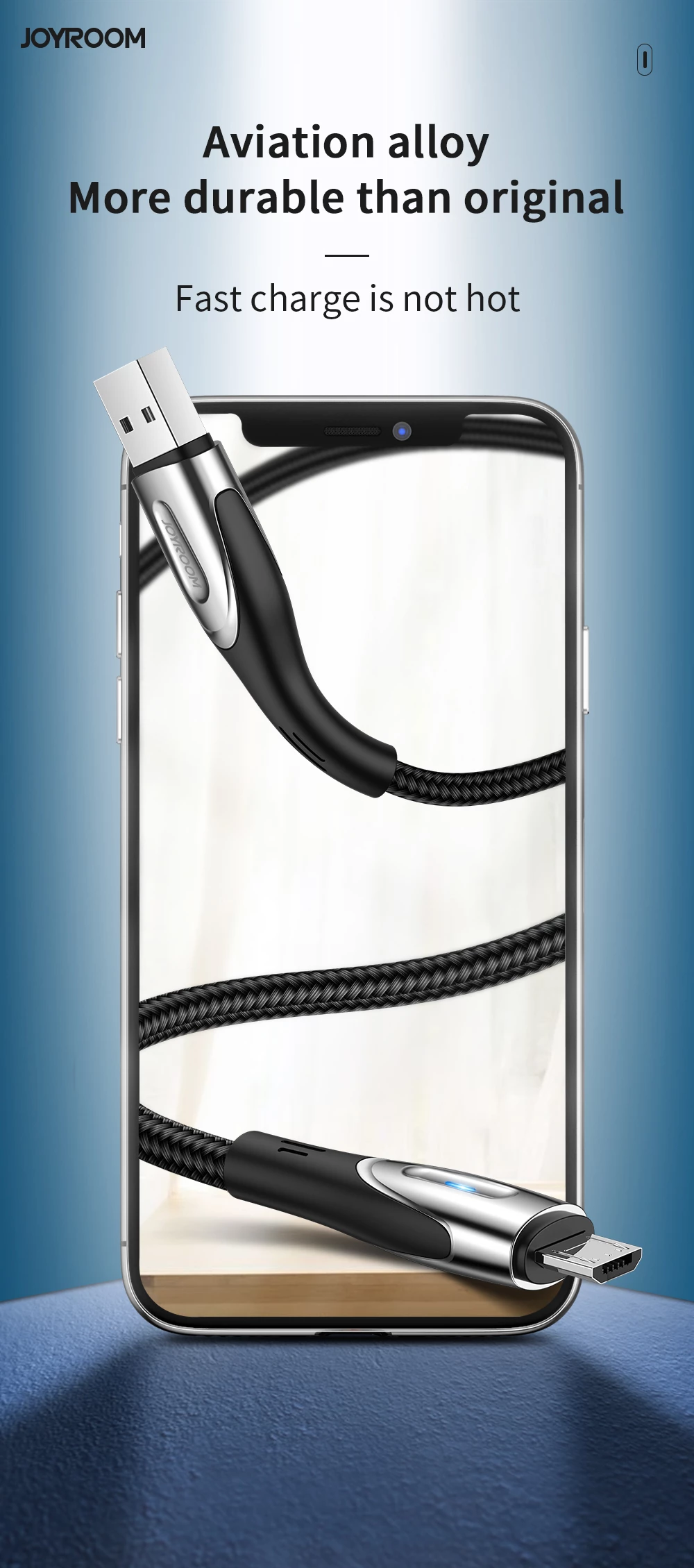 Kabllo Joyroom Sharp Series S-M411, USB-A në micro USB, 1.2m, 3A, e zezë