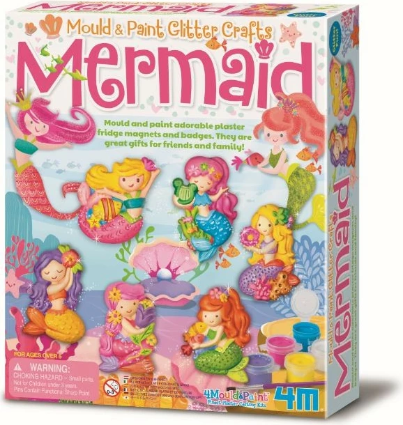 Set kreativ 4m Mermaid, 6 figura gipsi, multikolor