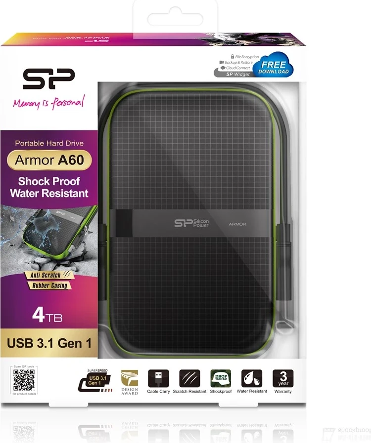 Disk HDD Silicon Power Armor A60, 4TB, i zi / gjelbër