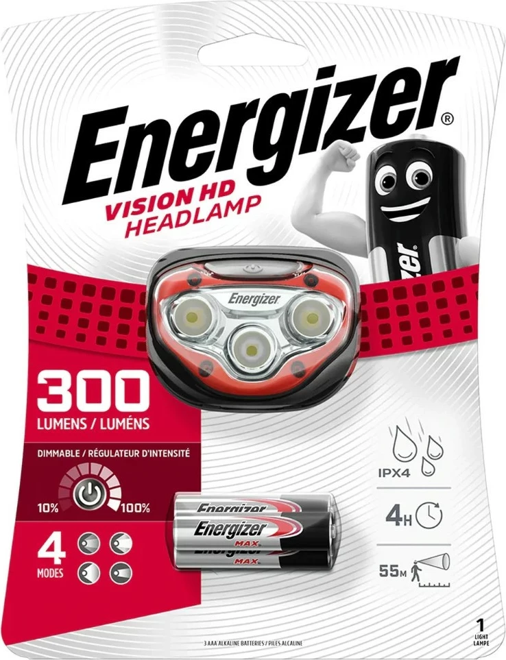 Llambë koke Energizer Vision Ultra HD, 300 lumens, 35 orë, e zezë/kuqe