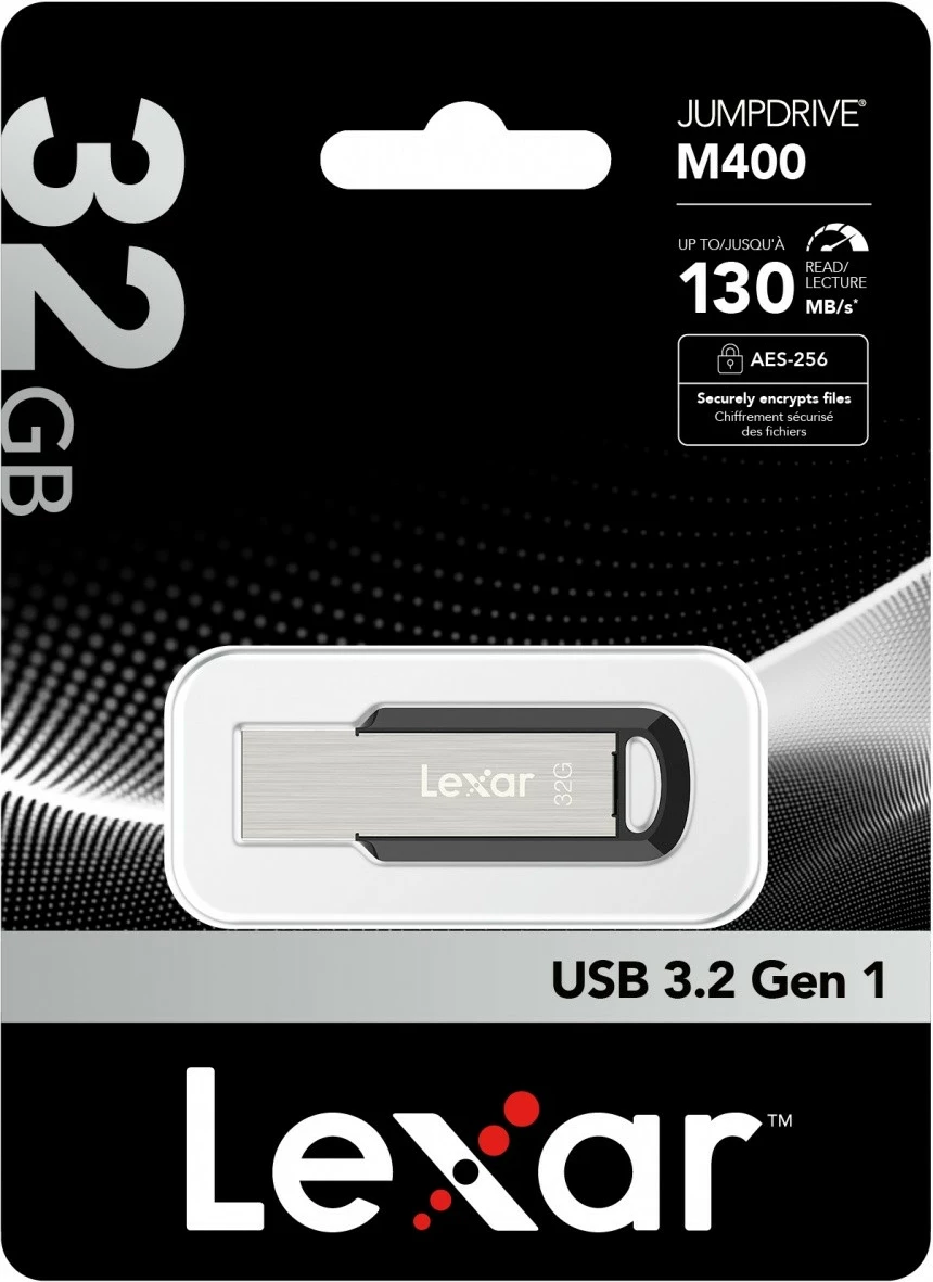 Pendrive Lexar JumpDrive M400 32GB, USB 3.0, zi/argjendtë
