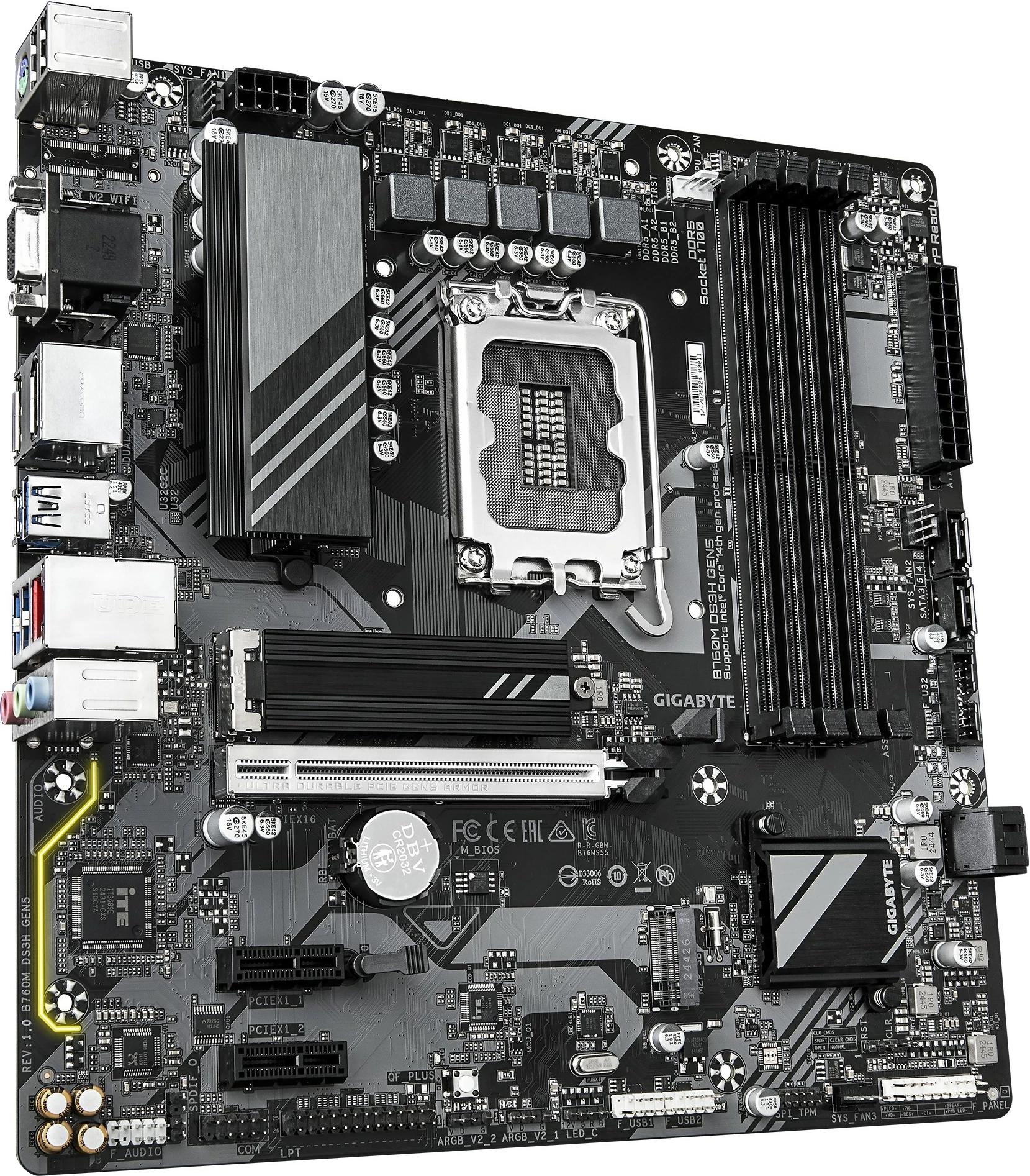 Pllakë amë Gigabyte B760M DS3H Gen5, micro ATX, PCIe 5.0, 2x M.2, 2.5G LAN, e zezë