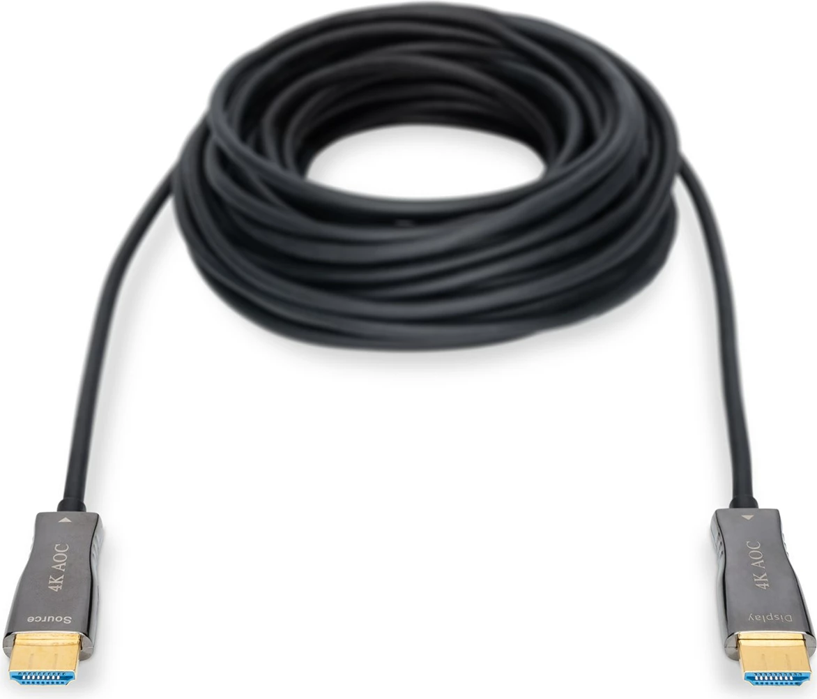 Kabëll HDMI Digitus AOC Hybrid Fiber Optic, UHD 4K, 20 m, Zi
