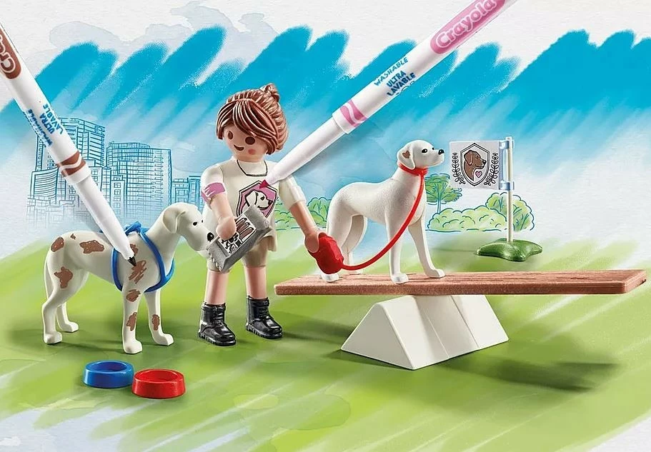 Set figurina Playmobil Color 71517 Dog Training me aksesorë dhe markera ngjyrosës