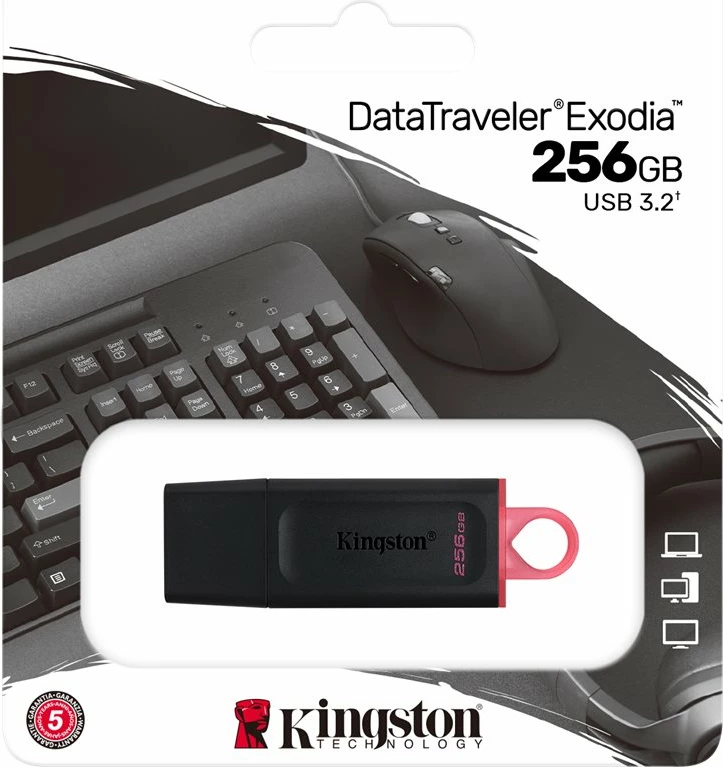USB Kingston DataTraveler Exodia 256GB, USB 3.2, zi/rozë