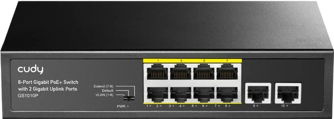 Switch Cudy GS1010P, Gigabit Ethernet, PoE, Montim në mur