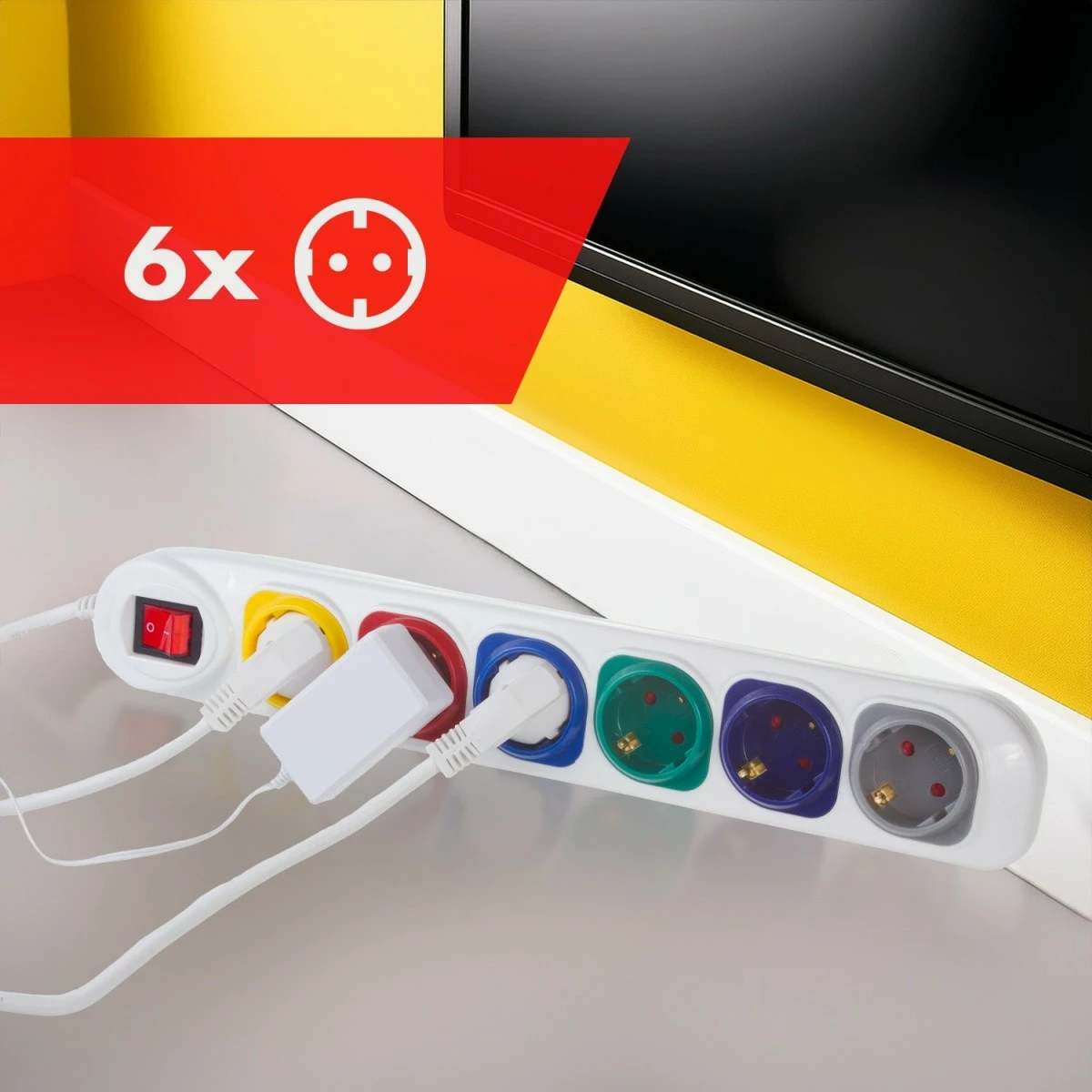 Listë elektrike Maclean MCE509 W, 6 dalje, 1.5m, e bardhë, me çelës