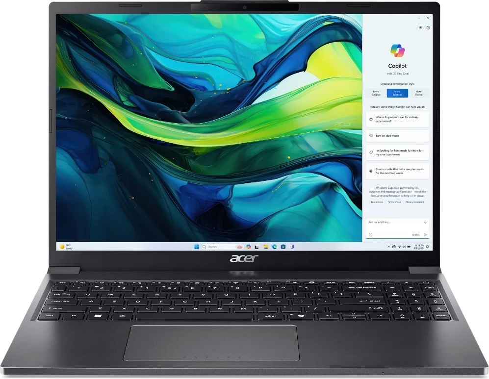 Laptop Acer Aspire Go 15 AG15-51P-78K5 i7-1355U 15.3" WUXGA 16GB RAM 512GB SSD pa OS gri