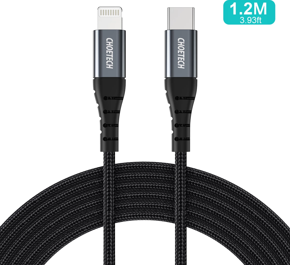 Kabllo Choetech IP0039 USB-C në Lightning, 1.2m, e zezë