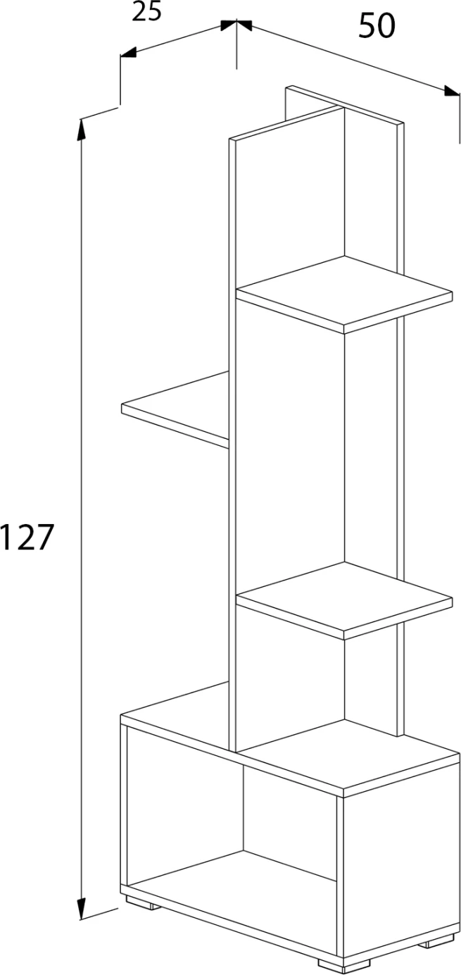 Raft librash TRIVIO FH18195.03 melaminë, ngjyrë e bardhë dhe jeshile Atlantis, 50x25x127H cm