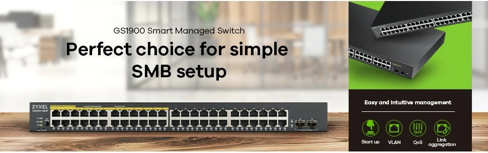 Switch Zyxel GS1900-48-EU0102F, L2, Gigabit Ethernet (10/100/1000), montim në rack, ngjyrë e zezë