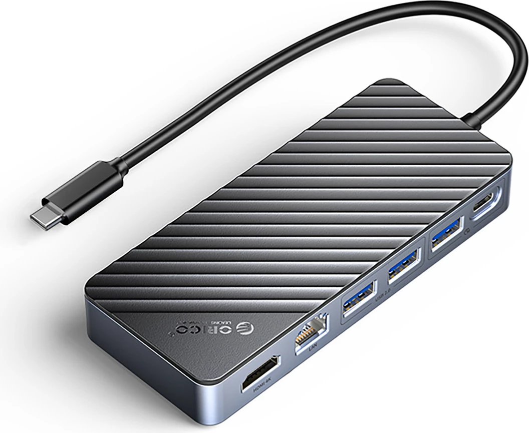 Doking station Orico OM28PR-G2 me slot M.2, 8 porte, USB-C, HDMI, Ethernet, 100W, e zezë