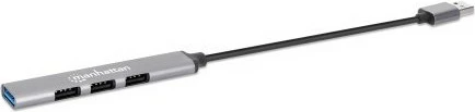 USB hub MANHATTAN 4 porta, USB-A, 480Mbit/s, 1xGbit/s, gri