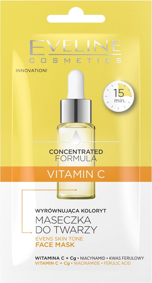 Maskë fytyre për femra Eveline Cosmetics Brightening me Vitamin C, 8ml