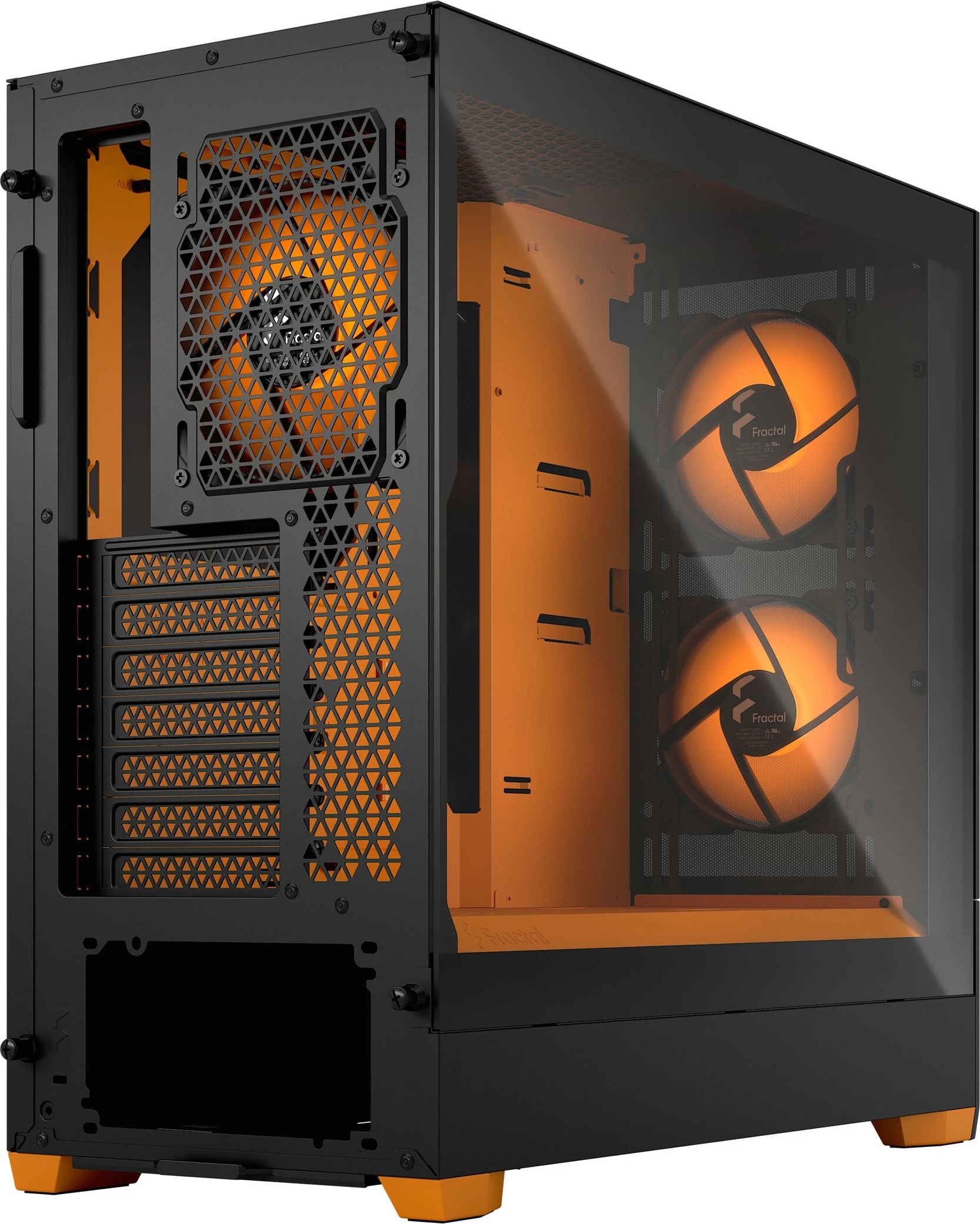 Kasë Fractal Design Pop Air RGB Orange Core TG Clear Tint, midi tower, xham i temperuar, RGB, e zezë/portokalli