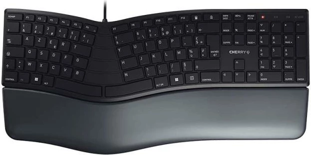 Tastierë ergonomike Cherry KC 4500 ERGO JK-4500FR-2 (JK4500FR2), USB, AZERTY, me mbështetëse kyçesh, e zezë