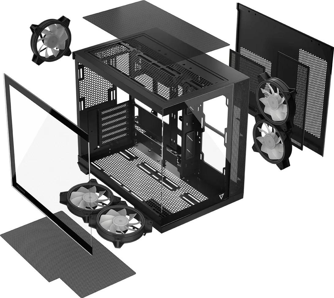 Kasë MODECOM Volcano Panorama APEX ARGB 5F, Midi Tower, gri