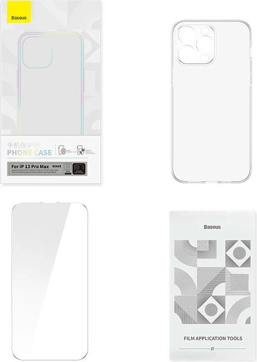 Mbështjellës Baseus Corning me xham të temperuar për iPhone 13 Pro Max, transparent, set