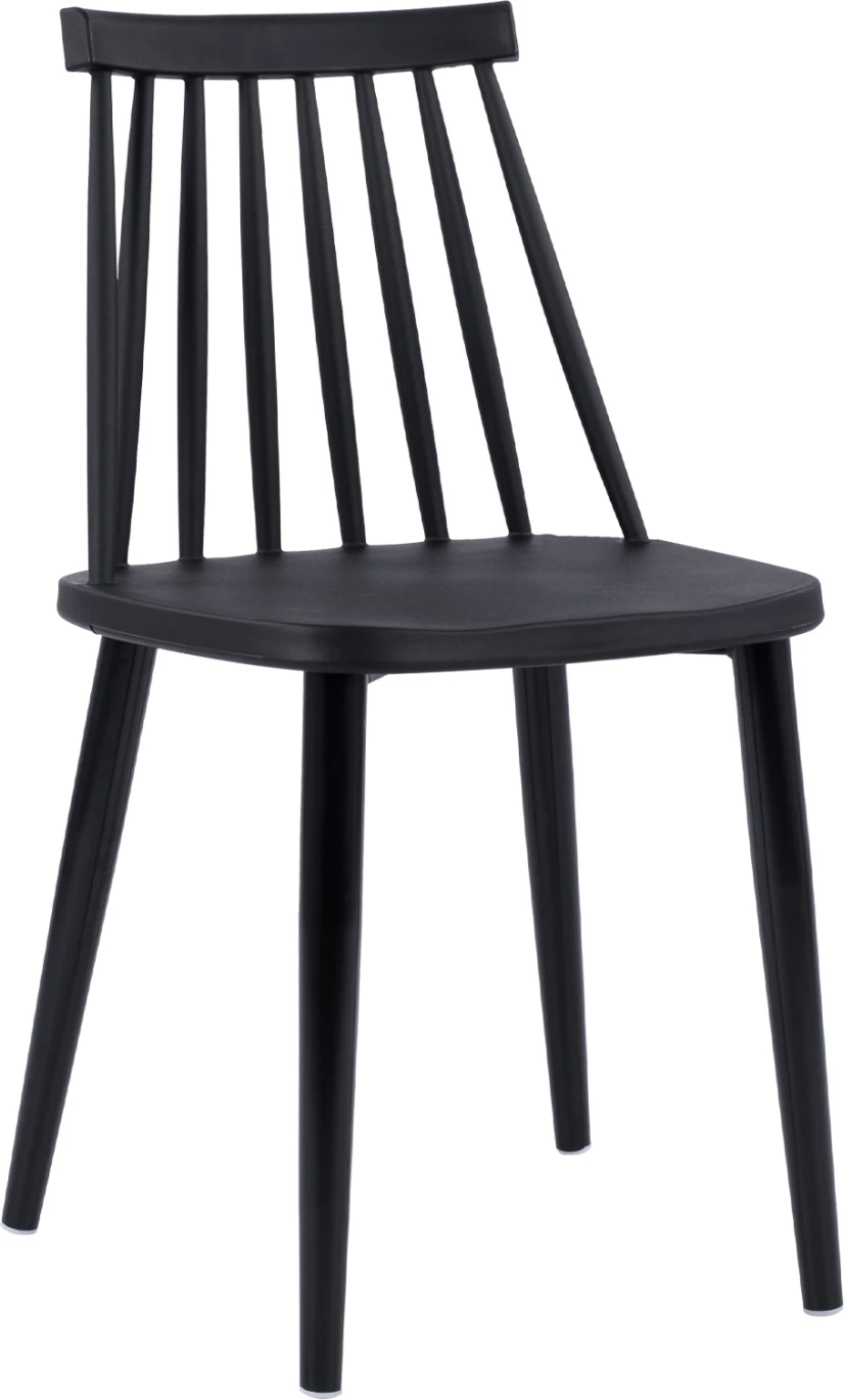 Karrige ngrënieje FH8052.12 Vanessa e zezë me këmbë metalike të zeza 43x46,5x82 cm., set prej 4 copash