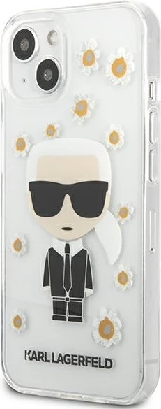 Mbështjellës Karl Lagerfeld KLHCP13SHFLT për iPhone 13 mini 5.4", Flower Ikonik Karl, Transparent