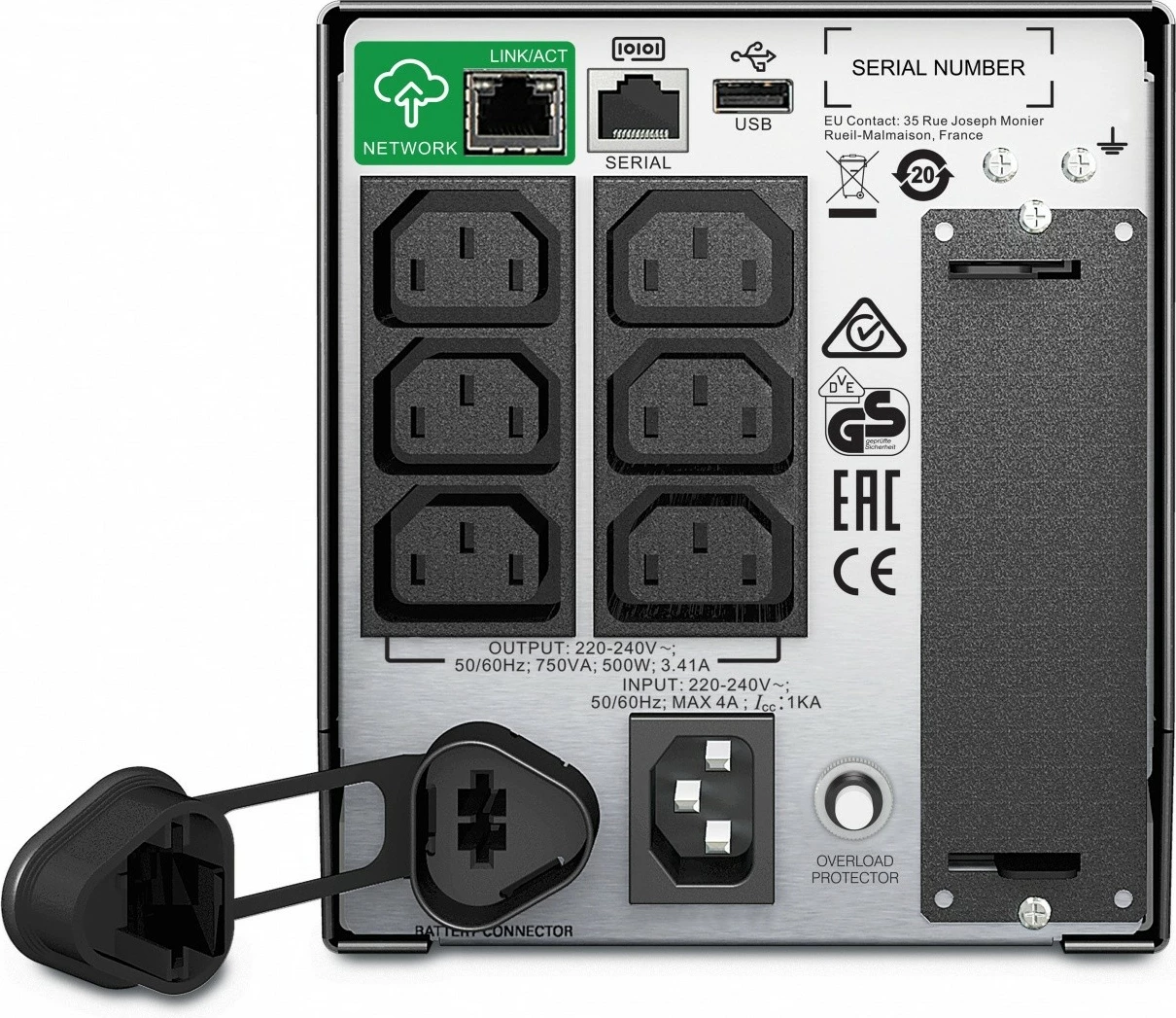 Kasë UPS APC Smart-UPS SMT750IC, 750 VA, 500 W, Tower, e zezë