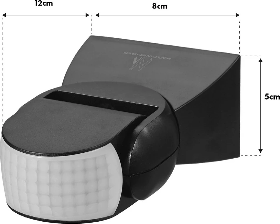 Sensor lëvizjeje Maclean MCE201 GR, Infrared PIR, IP65, i zi