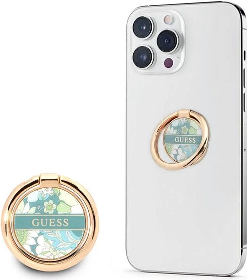 Mbajtës unazë Guess Ring Flower Collection për celular, metal, i gjelbër