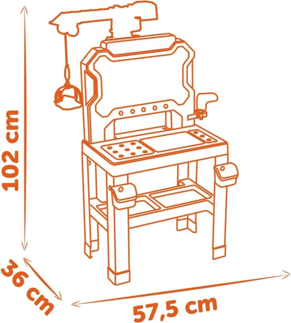 Set lodrash punëtori Smoby Black+Decker Bricolo Builder me vinç, plastikë, shumëngjyrëshe