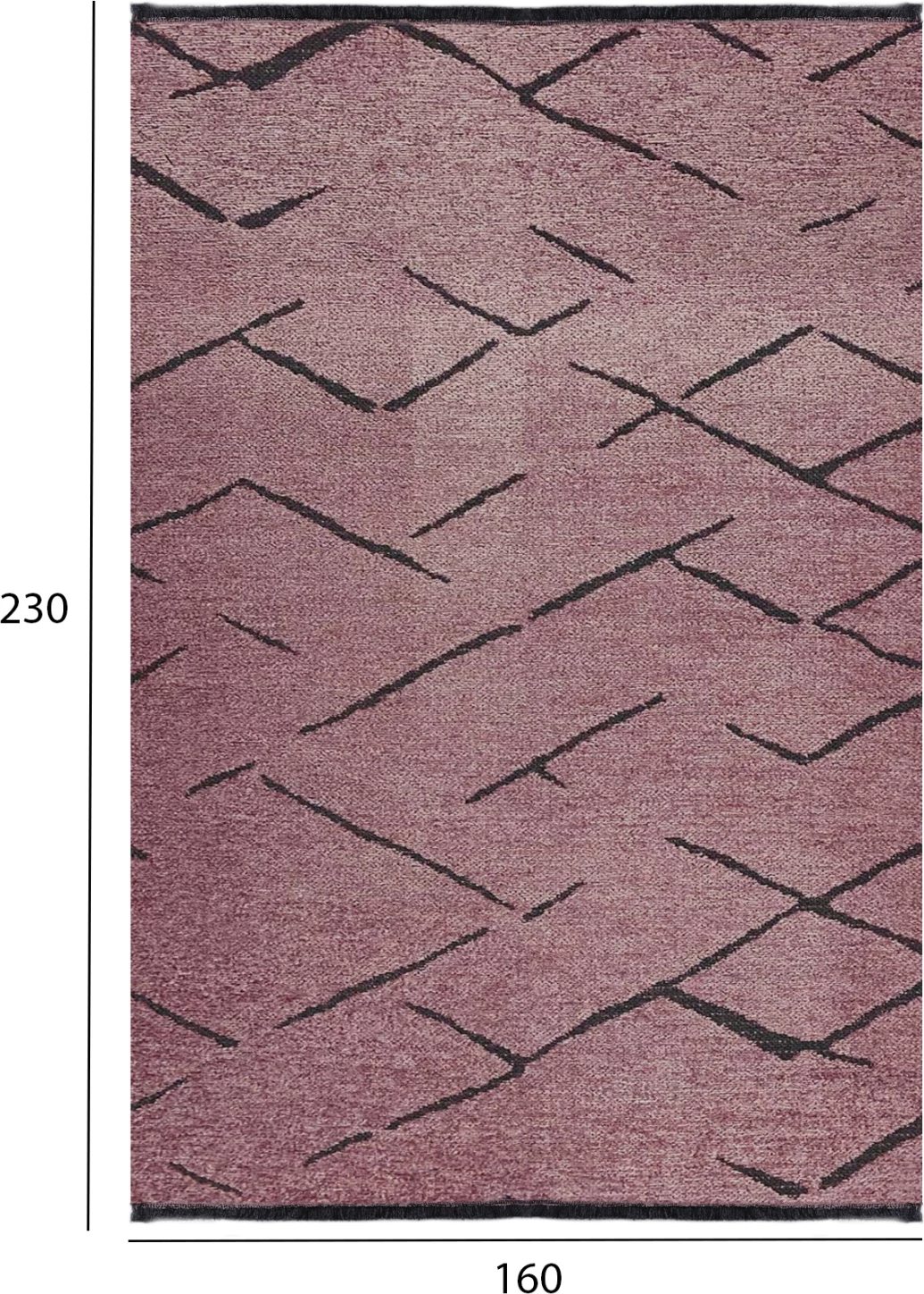 Tapet modern, ngjyrë rozë e zbehtë me vija të zeza, FH7674.06, 160x230 cm