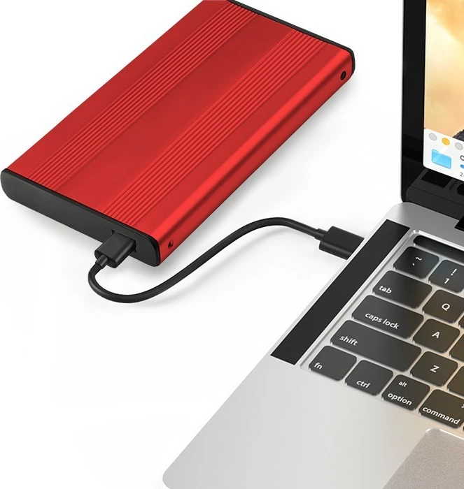 Kasë Qoltec 2.5" për HDD/SSD, USB 3.0, e kuqe