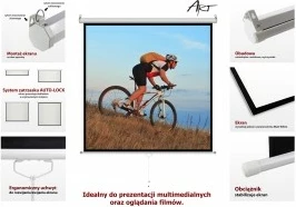 Ekran projekcioni ART ER M84 1:1, 213x213cm, manual, i bardhë